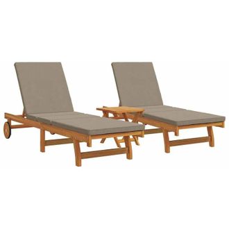 vidaXL Tumbona 3 Pcs Marr&oacute;n 40 X 40 X 40cm Madera Maciza De Acacia Vidaxl