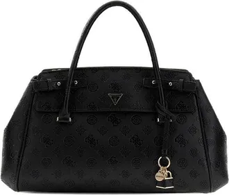 Guess Womens Satchel Bag Black Logo Polyurethane - Satchel-Bags