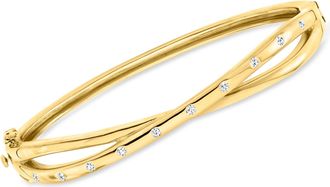 Ross-Simons Lab-Grown Diamond Crisscross Bangle Bracelet in 18kt Gold Over Sterling