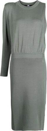 Karl Lagerfeld Asymmetrische Gebreide Jurk - Dames - Kleedjes - Groen - M - Nylon - Kleedjes