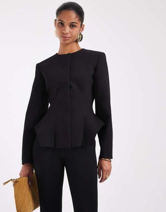 Asos giacca sartoriale con fondo peplo-Nero