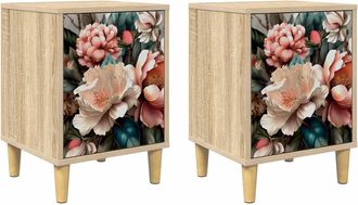 vidaXL Mesa De Noche Borne 2 Uds. Roble Sonoma 36 X 33 X 50 Cm Vidaxl