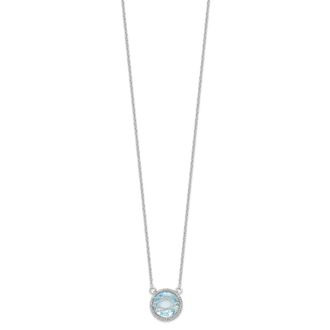 Diamond2Deal Sterling Silver Rhodium-plated Blue Topaz Pendant Necklace