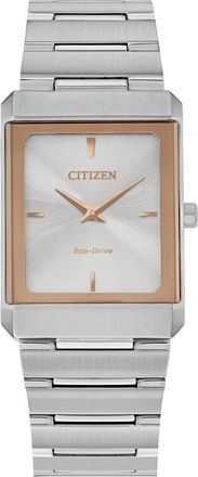 Citizen Stiletto Eco-Drive Rectangle Stainless Steel Bracelet Watch, 25mm in Silver at Nordstrom Rack
