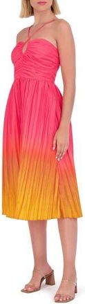 Vince Camuto Gradient Taffeta Halter Midi Dress in Hot Pink at Nordstrom Rack, Size 10
