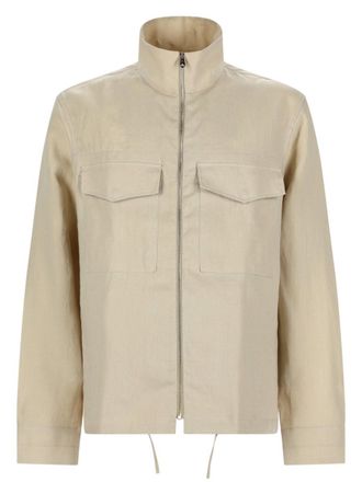 Paul Smith Beige Linen High Collar Overshirt