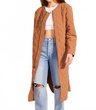 BB Dakota Long Quilted Coat In Camel