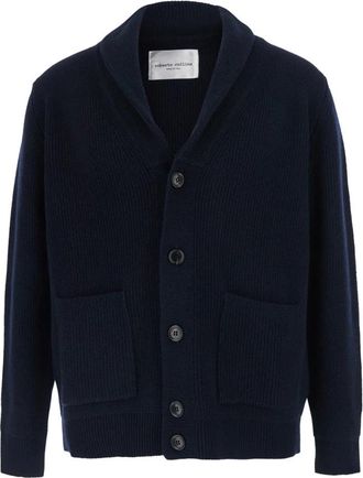 Roberto Collina Jas met inkeping reverskraag - Heren - Vesten - Blauw - M - Wol - Truien & Vesten