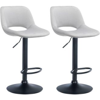 Clp Clp - Set De 2 Taburetes De Bar Camden En Terciopelo Gris Claro Metal Negro Mate