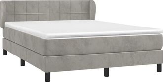 vidaXL Vidaxl - Cama Box Spring Con Colch&oacute;n Terciopelo Gris Claro 140x190 Cm