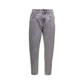 Brunello Cucinelli WomenS Vintage Stone Denim Tapered Pants, Size 10