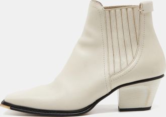 Jimmy Choo London Off White Leather Ankle Boots