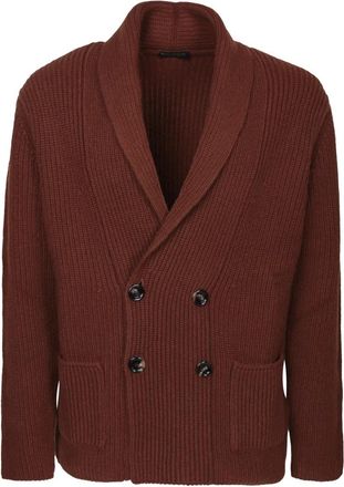 Dell'Oglio Cs 0Mlt Wc 5P 180 Cardigan - Heren - Vesten - Bruin - XL - Wol - Truien & Vesten
