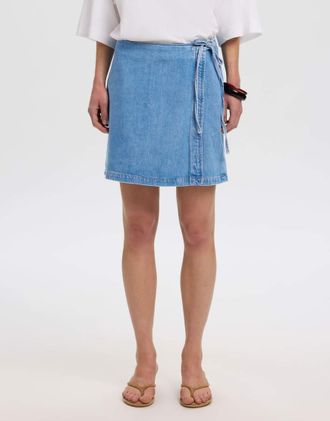 Selected minigonna in denim blu medio