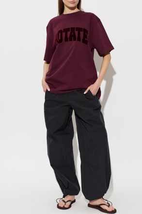 Rotate T-shirt With A Velvet-finish Logo, Womens, Burgundy