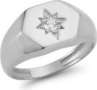 Glaze Jewelry Cubic Zirconia Star Signet Ring in Silver at Nordstrom Rack, Size 8