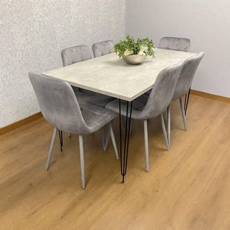 Kosy Koala Dining Table With 6 Chairs Modern Grey Dining Table Set With 6 Grey Velvet Chairs Dining Room Furniture in Brown