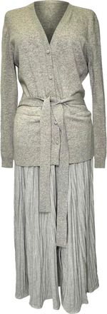 Altuzarra Manuel Belted Cardigan Midi Dress in Grey Viscose
