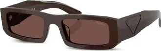 Prada PRD09SD Rectangular Frame Sunglasses - Brown