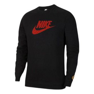 Nike Mens Nike Large Logo Printing Round Neck Long Sleeves Black DH1390-010