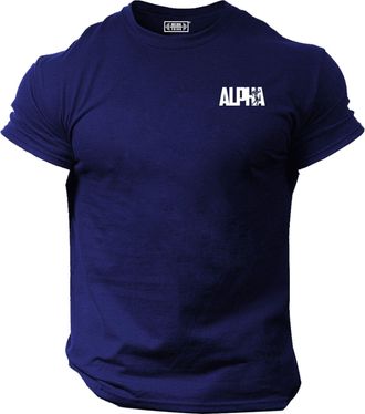 Generic Alpha T Shirt Pocket Gym Clothing Bodybuilding Training Workout Exercise Muscles Gymwear Top (UK, Alpha, XL, Regular, Regular, Navy)