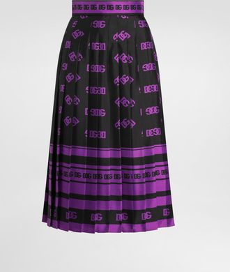 Dolce & Gabbana Dg Logo-print Long Pleated Silk Skirt - Woman Skirts Print 38