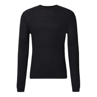 Emporio Armani Trui met ronde hals en textuur - Heren - Truien - Blauw - Maat: S Wol
