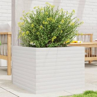 Berkfield Home Garden Planter White 60x60x45.5 cm Solid Wood Pine