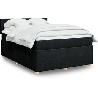 vidaXL Cama Box Spring Con Colch&oacute;n Tela Negro 140x200 Cm Vidaxl