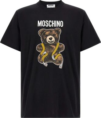 Moschino Rhinestone Logo T-Shirt - Heren - T-shirts - Zwart - S - Katoen - Tops