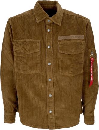 Alpha Industries Cord Overshirt Sand Overhemd met Lange Mouwen - Heren - Zomerjassen - Beige - M - Katoen - Jassen