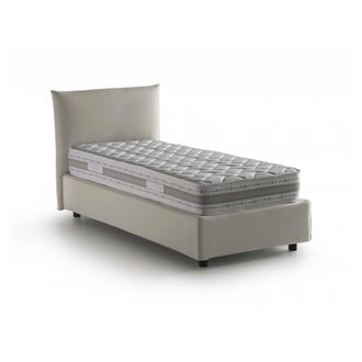 Talamo Italia Dmora - Cama Individual Dborbe, Cama Contenedor Con Revestimiento De Tela, 100% Made In Italy, Apertura Lateral, Con Colch&oacute;n 80x190 Cm Incluido, Beige