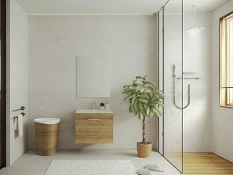 Vente-Unique Mobile bagno sospeso con lavabo singolo 60 cm Naturale Chiaro - KAYLA