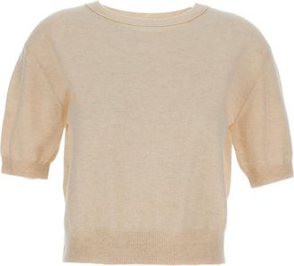 Lisa Yang Cropped Wool Sweater with Classic Crewneck and Ribbed Trim