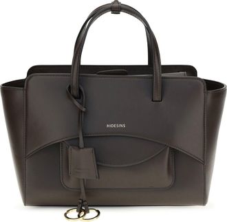 Hidesins Womens Shoulder Bag Flap M Dark Brown Calf Leather