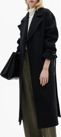 Mango Manteco Oversize Wool Blend Maxi Coat in Black at Nordstrom, Size Small