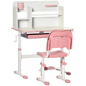HOMCOM Conjunto De Escritorio Y Silla Infantil Para Ni&ntilde;os A Partir De 3 A&ntilde;os, Con Mesa Regulable En Altura E Inclinaci&oacute;n, Dimensiones: 80 X 52 X 88-109 Cm Y 