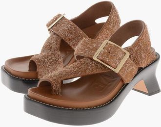 Loewe Textured Leather Sandals EASE with 7cm Leather Sole size 36