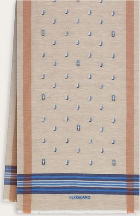 Ferragamo Men Jacquard scarf Beige