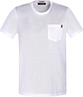 Moorer T-shirt in cotone con taschino - Bianco