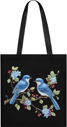 Generic Two Blue Birds Sitting on Branch Womens Tote Casual Shopping Bag Lightweight Shoulder Bags Hobos Handbag for Work Travel Daily 35x40cm