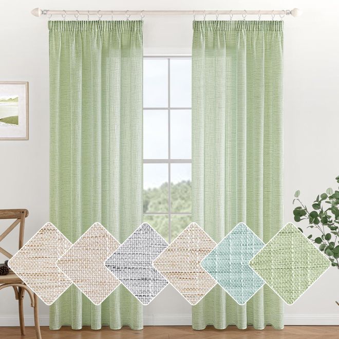 Miulee Leinen Gardinen Vorhänge mit Kräuselband Weiss Gardine Vorhang Leinenoptik kräuselband Wohnzimmer Modern Voile Schienensystem Schlafzimmer 2er Set 140 ab 34,99 €