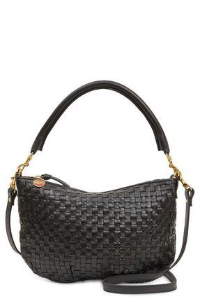 Clare Vivier Medium Petit Moyen Woven Leather Messenger Bag in Black at Nordstrom