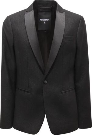 Patrizia Pepe Lurex Jas Zwart Glanzend - Heren - Blazers - Zwart - M - Polyester - Jassen