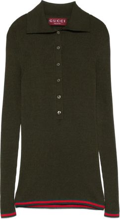 Gucci Geribbelde polotop - Groen