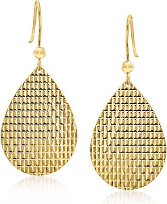 Ross-Simons Italian 10kt Yellow Gold Textured Teardrop Earrings