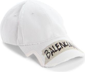 Balenciaga Masking Tape Logo Baseball Cap in 9017 Dirty White at Nordstrom, Size Medium