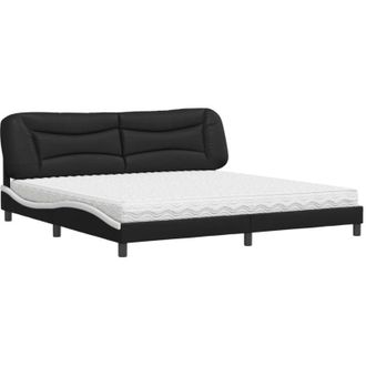 vidaXL Vidaxl - Cama Con Colch&oacute;n Cuero Sint&eacute;tico Negro Y Blanco 200x200 Cm