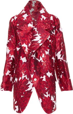 Comme Des Gar&ccedil;ons Comme des Garcons red floral brocade single button trapeze coat