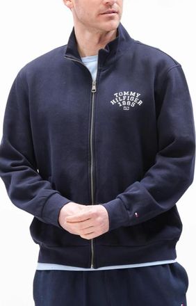 Tommy Hilfiger Hoodies & sweatvesten, Heren, Blauw, 2Xl, Katoen, Arch Logo Flex Fleece Zip Sweatshirt